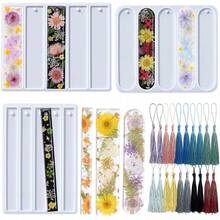 3pcs Silicone Bookmark Mold Set, 3 Shapes, With 20 Tassels, Suitable For Epoxy Resin, Rectangular Bookmark Resin Mold, For Handmade Craft Bookmarks And Gifts - Milky White/silicone - View 9