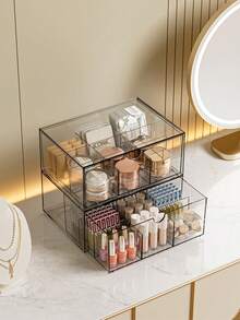 1pc Cosmetics Storage Box Can Be Superimposed Dresser Finishing Box Advanced Sense Skin Care Products Lipstick Perfume Sample Storage Box - Clear - View 3