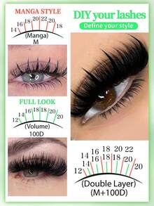200D Cartoon Style False Eyelash Cluster Set, Includes DIY Eyelash Tips, Length 10-18mm, Create Thick Curly Individual False Eyelashes, With Eyelash Glue And Tweezers, 500pcs Cluster False Eyelashes Set, Individual Fake Lashes, Curly Synthetic Eyelash Kit, Eyelash Strips, Includes Eyelash Glue And Sealer, Personal Eyelash Tweezers And Eyelash Brush For DIY Eyelash Extension Kit - 彩色 - 查看 6