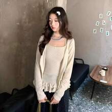 Women Korean Fashion Coquette Shoujo Girl Ballet Core Top Set 2000s Aesthetic T-Shirt Long Sleeve Tee Gyaru Design Vintage - 4587 quả mơ - Xem 3