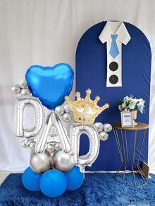 28pcs/Set Blue Heart Father's Day Aluminum Foil Balloon Set, Includes Blue Hearts, Silver Latex, "DAD" Letters, Suitable For Father's Day Thanksgiving, Father's Day Gifts, Living Room Decor, Photo Ops, Dad's Birthday Decor, Holiday Party Decor - Multicolor - View 7