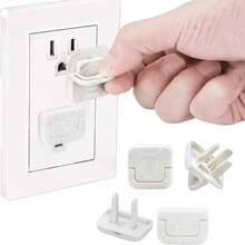 Baby Electrical Outlet Covers, With Hidden Pull Handle, ABS Plastic White Opaque Design For Toddler Safety - White - View 2