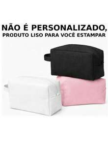 Kit 5 Plain Toiletry Bags Without Print To Personalize Gift - Black - View 3