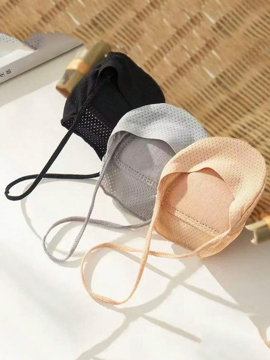 3 đôi tất lót trong suốt dành cho nữ, chất liệu lưới thoáng khí có đệm, kiểu tất xỏ chân nông miệng, đa năng cho mùa hè. - Nhiều màu - Xem 1