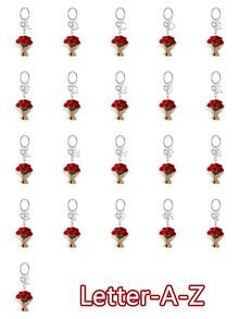 Elegant 2d Flat Acrylic Rose Bouquet,Lightweight Flower Ring, Letter Heart Pendant, Valentine's Day Flower Bouquet Pendant,Fun Ornament, Backpack Accessory, Fashion Pendant, Home Decoration, For Car Decorations And Charms, Headphone Charms, Bag Charms, Accessory Gift, Perfect Gift For Family And Friends, Mother's Day, Valentine's Day Gifts, Birthday Gifts, Party Gifts, Anniversary Gifts, Wedding Gifts - Multicolor - View 2