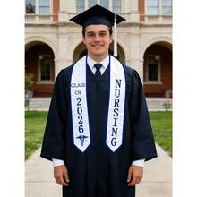 Nurse Graduation  Nurse Graduation Decorations Class Of 2026 Nursing Graduate Sash Premium Graduation For International Graduates-6.45"Width X 70.8"Length - Xanh & Trắng - Xem 5