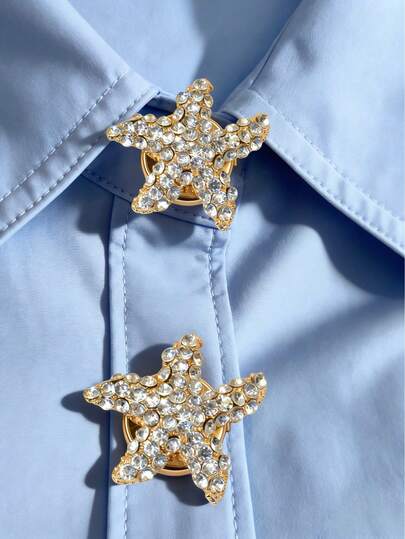 2pcs Button Cover For Shirt Starfish Shape Cufflinks Covers Flower Sleeve Button Clip On Button For Dress Wedding Tux Decoration Button Clothing Accessories Gifts