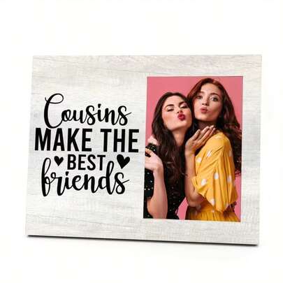 1 Khung ảnh gỗ đơn giản với dòng chữ "Anh chị em họ là bạn thân nhất" - Khung ảnh hình chữ nhật bằng gỗ kiểu cổ điển, thích hợp để trang trí bàn làm việc, làm quà tặng sinh nhật và ngày lễ, trưng bày ảnh hoặc tác phẩm nghệ thuật, quà tặng bạn thân | Khung ảnh gỗ đơn giản | Xử lý bề mặt gỗ tự nhiên, trang trí bằng gỗ