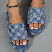 Comfortable & Stylish Womens Sandals For Summer - Lightweight Non-Slip Open-Toe Slippers With Thick Soles For Casual Wear - Xanh dương 1 - Xem 3