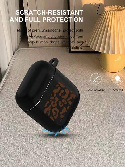 1个黑色豹纹2D印花时尚百搭个性化耳机保护套，创意神秘风格，适合作为礼物送给女友、闺蜜、妻子、情侣、阿姨、老板、姐妹、同学、老师，生日、节日皆宜 - 黑色哑光柔软全包保护套，防尘防水，兼容 2/3/4/PRO/PRO2/PRO3