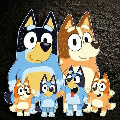 Bluey 1pc Blue Dog Family Cute Cartoon Car Sticker, Blue Dog Character, Electric Vehicle Sticker, Luggage Anti-Scratch Sticker, Car Exterior Decor Accessory, Bingo Friends Party Small Gift, Graffiti Decorative Sticker