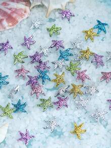 30pcs Starfish Nail Art Decorations, Colorful Resin Rivet Starfish Nail Accessories For Summer Ocean Theme, 3D Rhinestone Starfish Nail Jewelry, Shiny Crystal Starfish Nail Decor, Suitable For Beach Theme DIY Nail Art, Nail Salon Sparkling Starfish Nail Rivets - Multicolor - View 4