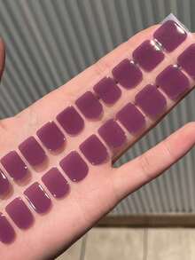 Semi Cured Gel Nail Strips, 20Pcs Long Lasting Salon Quality Wraps, Easy Apply & Remove Gel Nail Stickers With UV Light - Lilac Purple - View 6