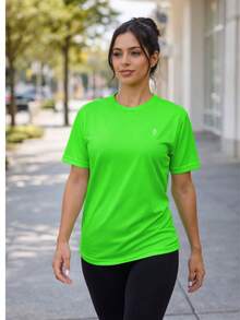 Kit Of 2 Women's Dry Short Sleeve T-Shirts For Basic Gym Workout - Negro/Verde - Ver 6