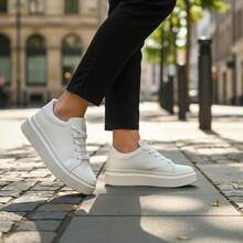 Women's White Casual Platform Sneakers Lightweight Comfortable - White - View 2
