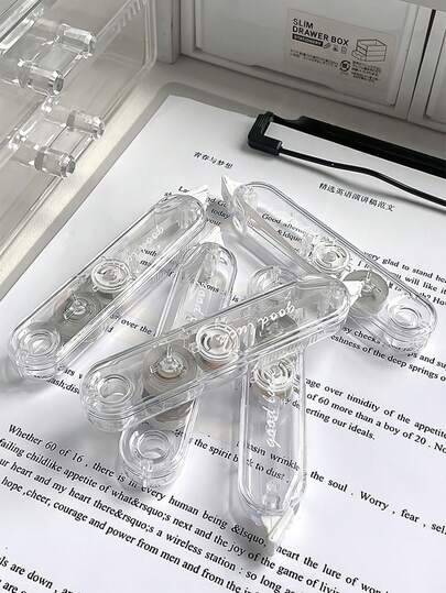 5 cuộn băng xóa màu pastel chuyển sắc, băng xóa trắng dễ thương, khô nhanh, xóa lỗi tức thì, dễ sử dụng cho đồ dùng học tập và văn phòng phẩm.