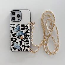 1 pieza Funda protectora para teléfono con tarjetero, estampado floral elegante, compatible con Apple 17, 16, 16e, 15, 14 Plus, 13, 12, 11 Pro Max, diseño de mariposa y oso - Mariposa 65 - Ver 8