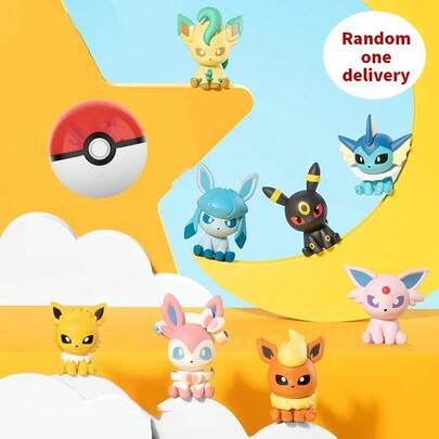 Miniso Pokémon Mini Adventure Series 2 Blind Box Figurine - Eevee Evolution Cute Design PVC Material Desktop And Car Decoration (1 Piece Shipped Randomly)