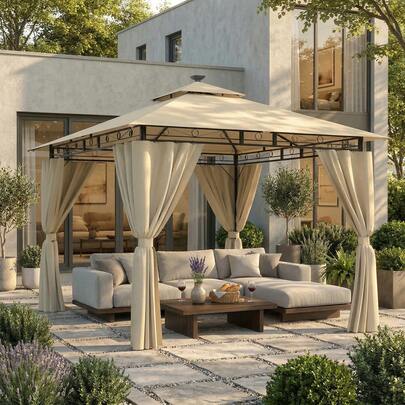 Devoko Pavilion 3x3 Waterproof Stable Winterproof,Garden Pavilion,Tarpaulin Garden Pavilion,Metal Frame Pavilion,Patio Gazebo