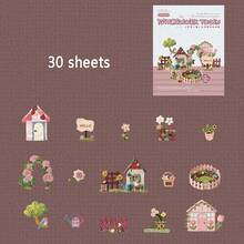 30 miếng/gói, Giấy dán cứng, Họa tiết nhà cửa và vườn tược cổ điển, Bộ sưu tập Thị trấn chắp vá, Băng dính gói quà, Nhãn dán trang trí phù hợp cho sổ Bullet Journal, Album và Sổ tay, Vật dụng làm sổ lưu niệm. - nhãn dán - Xem 14