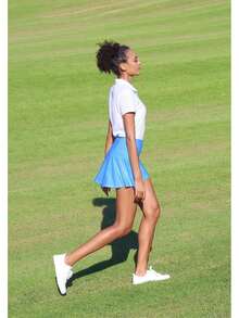 Pleated Tennis Skirt For Women With 4 Pockets Women's High Waisted Athletic Golf Skorts Skirts For Running Casual, Lightweight Athletic Golf Skorts Skirts - Xanh da trời - Xem 2
