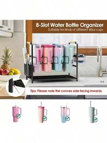 Water Bottle Organizer Drying Rack For 40 Oz Tumbler With Handle, Multifunctional Cup Storage Holder Compatible With , ,  And Other Brands, 8 Slots (Patented) - Conventional - View 2