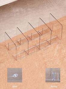 1pc/2pcs/4pcs Optional Quantity Transparent Bag Storage Organizer, Suitable For Bedroom, Bathroom, Office Closet Divider, Practical Bookshelf Divider, L-Shaped Storage Rack, Space-Saving Storage Rack, Car Organizer, Storage Box, Drawer Organizer, Transparent 4-Grid Organizer Only Suitable For Small Handbags Note: This Product Is Only Suitable For Storing Small Handheld Bags And Coin Purses (Storage Rack Interval Width 2.64inch) - Clear - View 7
