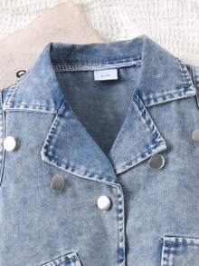 2 delar retro jeansväst + jumpsuit för småbarnsflickor, lätt sommar - Bourgogne - Visa 3