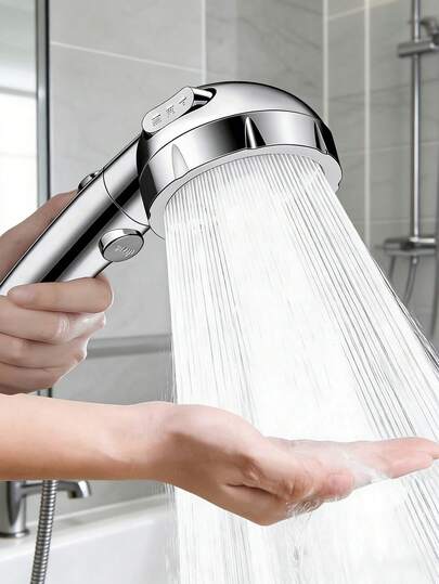 Vòi sen cầm tay kiểu Đức áp lực cao màu bạc với 3 chế độ phun, điều chỉnh 3 chế độ và có chức năng tạm dừng một chạm, giao diện phổ thông G1/2, chất liệu nhựa, gắn tường, vòi phun tròn, phù hợp cho nhà ở, khách sạn, căn hộ, phòng tắm và phòng tập thể dục, phụ kiện thiết yếu cho phòng tắm hiện đại và xe RV, nâng cao trải nghiệm tắm của bạn, món quà lý tưởng cho gia đình và bạn bè.