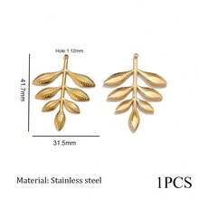 1pc Stainless Steel Fashionable Ginkgo Leaf Leaf And Flower-Shaped Pendants Necklace Earring DIY Jewelry Making Accessories Suitable For Women's Wear - Pendants - View 7