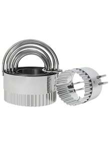 5pcs Stainless Steel Wavy Round Cookie Cutter Set, With Comfortable Handles, Professional Dough Cutting Tools For Home Baking - Multicolor - View 9