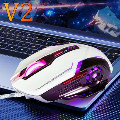 RGB背光有线游戏鼠标，DPI可调，烤漆工艺，适用于《英雄联盟》、《街头霸王》、《FPS》等电竞游戏，兼容笔记本电脑和台式机，办公游戏两用，专业电竞外设