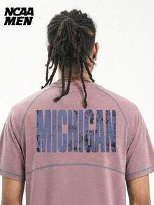 Men's Spring Letter Print T-Shirt Top, Sleeveless Vest Short Sleeve, Couple Matching Style, Spring/Summer/Autumn - Pink - View 1