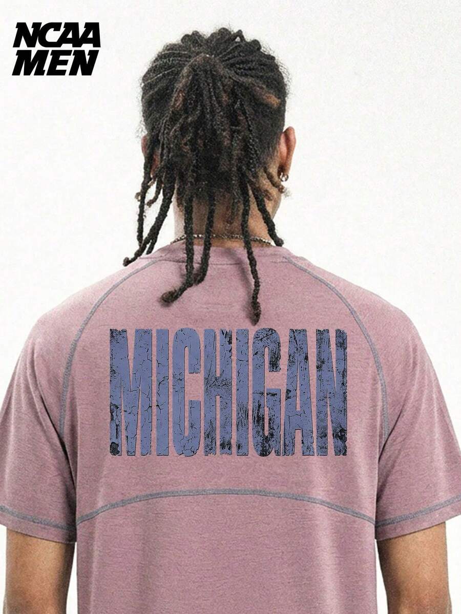 Men's Spring Letter Print T-Shirt Top, Sleeveless Vest Short Sleeve, Couple Matching Style, Spring/Summer/Autumn - Pink - View 1