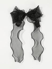 1 chiếc kẹp tóc hình nơ lưới màu đen cao cấp, thanh lịch - màu đen - Xem 3