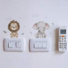 BRUP 1/2/6张/套 Safari动物朋友墙贴，5种可爱动物：猴子、大象、长颈鹿、狮子和蝴蝶，充满童趣的儿童房、客厅、卧室门贴，可移除，即撕即贴，田园风Safari探险主题艺术 - 彩色 - 查看 11