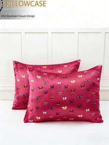 Chic Double-Sided Satin Butterfly Pattern Pillow Cases – Experience Smooth, Cool Comfort For Tangle-Free Hair, Essential For Dorm Room Stuff & Stylish Bedroom Decor!" - 2pcs - View 20