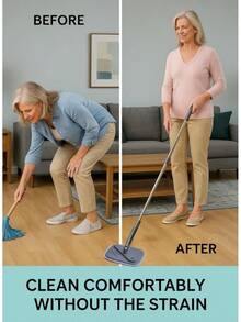 TRUE & TIDY Square Spin Mop & Bucket System – Dual Chamber For Clean & Dirty Water, 360° Rotating Self-Wringing Mop With Built-In Scrub Brush, Stainless Steel Handle & 2 Reusable Microfiber Mop Pads - Mop Bucket with 2 Mop Pads - 查看 6
