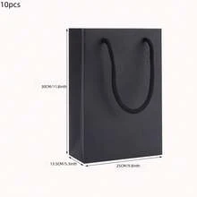 10pcs Black Kraft Paper Bags With Handles, Black Gift Bags Gift Boxes Jewelry Storage Baskets, Solid Color Reusable Gift Bags Suitable For Boutiques, Weddings, Baby Showers, Birthday Parties, Gift Bags, Bridesmaid Bags, Mother's Day, Graduation, Teacher's Day, Mini Gift Bags, Storage Bags, Black Handle Party Gift Bags, Suitable For Birthday, Halloween, Wedding - Multicolor - View 13