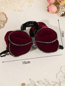 1 chiếc kẹp tóc nơ hai mặt đính đá màu đỏ dành cho nữ, kẹp tóc thanh lịch, phụ kiện tóc đơn giản, quà tặng phù hợp cho trang phục mùa hè. - Nhiều màu - Xem 6