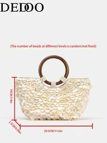 Dedoo Women's Messenger Bag With Tie Closure Design, Decorated With Inlaid Accents, Dual Rigid Handles And Detachable Chain Strap, Interior Zipper Compartment, Magnetic Snap Closure - Beige - View 7