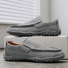 Nuevos mocasines de malla para hombres, zapatos casuales y cómodos de slip-on, zapatillas deportivas de moda, diseño versátil, el mejor vendedor del verano - Gris - Ver 6