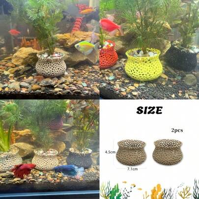 Aquarium Submerged Plant Pot Underwater Plant Anchor Fish Tank Aquatic Plante Aquarium Landscaping Decoration Decorative Accessories - 2-Piece Set