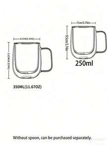 OBOVAY Minimalist Lightweight Transparent Heat-Resistant Double-Layer Glass Coffee Cup, Made Of Clear Glass Material With Portable Handle, Suitable For Cappuccino, Iced Beer, Juice, Latte, Tea And Other Hot/Cold Beverages, Perfect Mother's Day Gift. Random Style Shipped. - Transparent - View 3