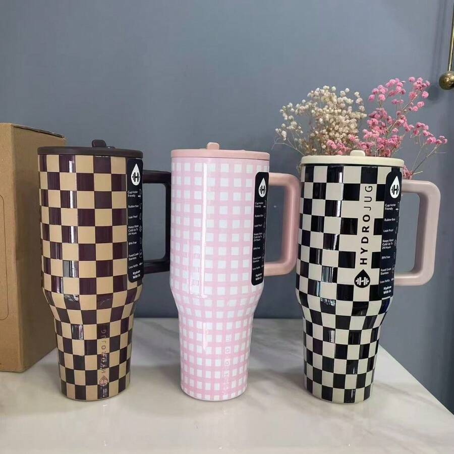 40 Oz Tumbler Stainless Steel Coffee Mug Cup Insulated Portable Vacuumhydrojug Travel Tumbler With Handle Lid Straw Water Bottle - Nhiều màu - Xem 1