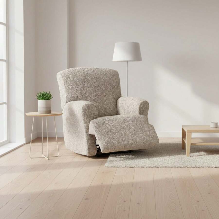Kiva Bi-Elastic Recliner Chair Cover With Adjustable Support Foam, Various Colors Available - Breathable And Durable Recliner Chair Cover - 奶油白 - 查看 1