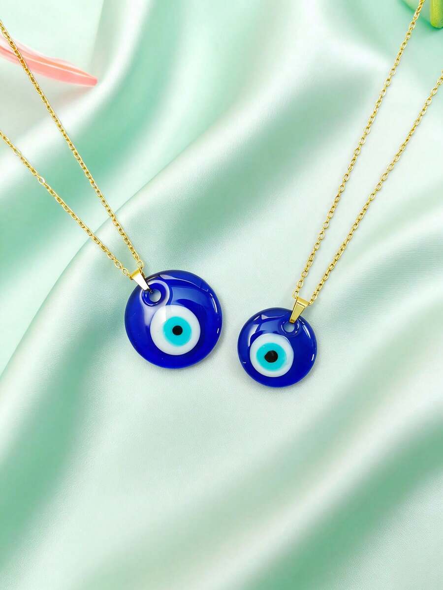 1pc Evil Eye Pendant Necklace, Turkish Blue Eye Necklace, Suitable For Daily Wear - Blue - View 1