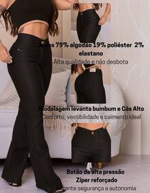 Kit 2 Women's Flare Jeans Boot Cut High Waist Bell Bottom With Lycra - Light Blue / Black - View 2