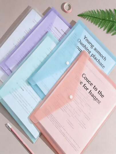 10/8/5 Pcs A4 Plastic File Folders - Thickened File Folders, Transparent Snap Button Student File Organizer, A4 File Folders, PP Transparent Plastic Snap Button File Folders, Plastic File Folders, Macaron Color Waterproof Data Bags, Office Folders | Stylish File Storage | Waterproof PP Material, Suitable For Students And Office Use, Back To School Season, School Supplies