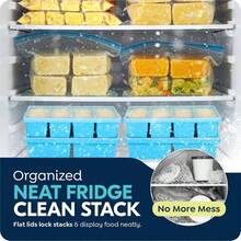 Silicone Soup Freezer Molds With Lids, 2 Cup 1 Cup Combo, Soup Container Style Cube Trays, Reinforced Steel Rims, Freezing Broth, Meal Prep And Other Dishes, Dishwasher Oven  - 2 Pack - Blue - View 8
